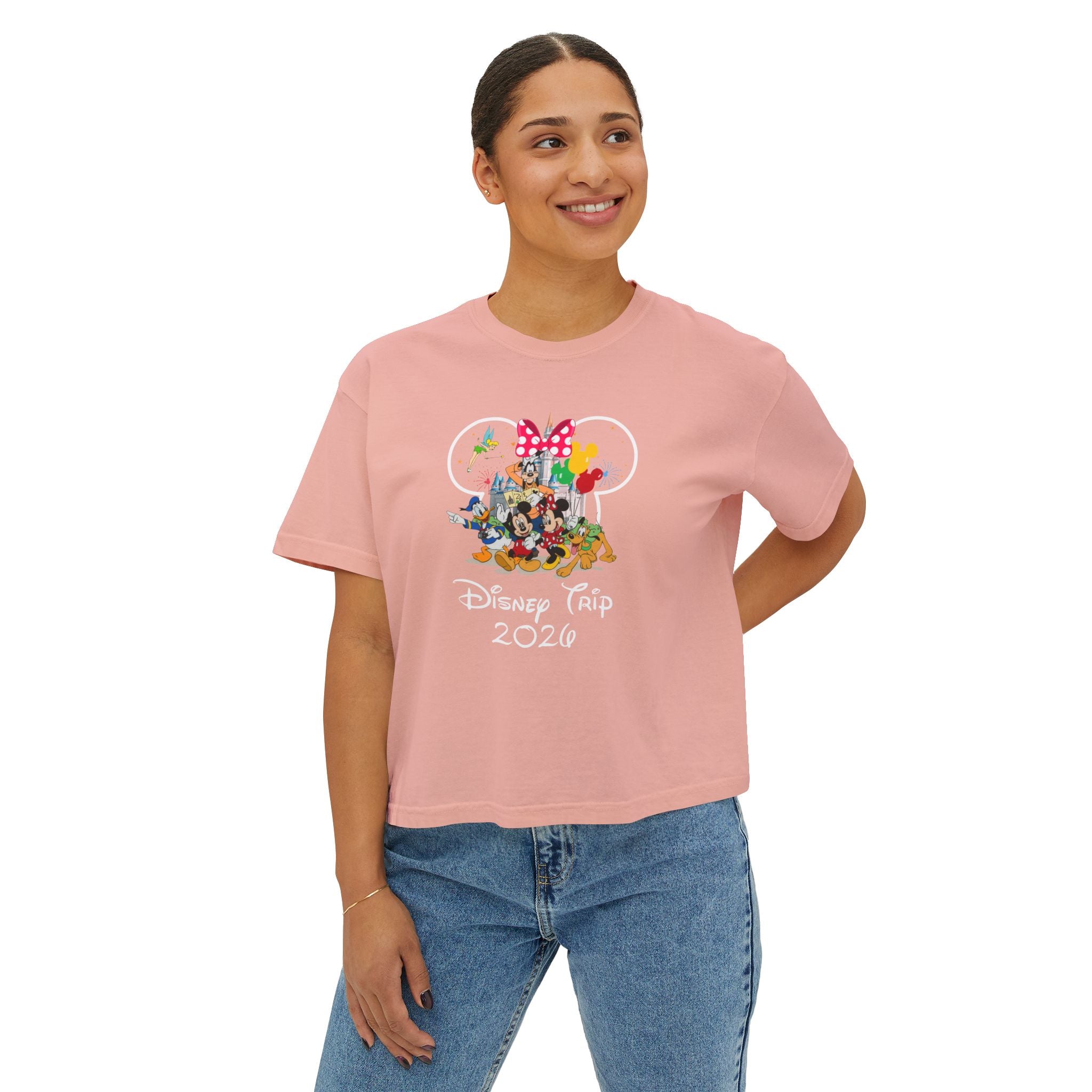 Disney Trip 2026 Women’s Boxy Tee — Minnie & Friends Vacation Shirt
