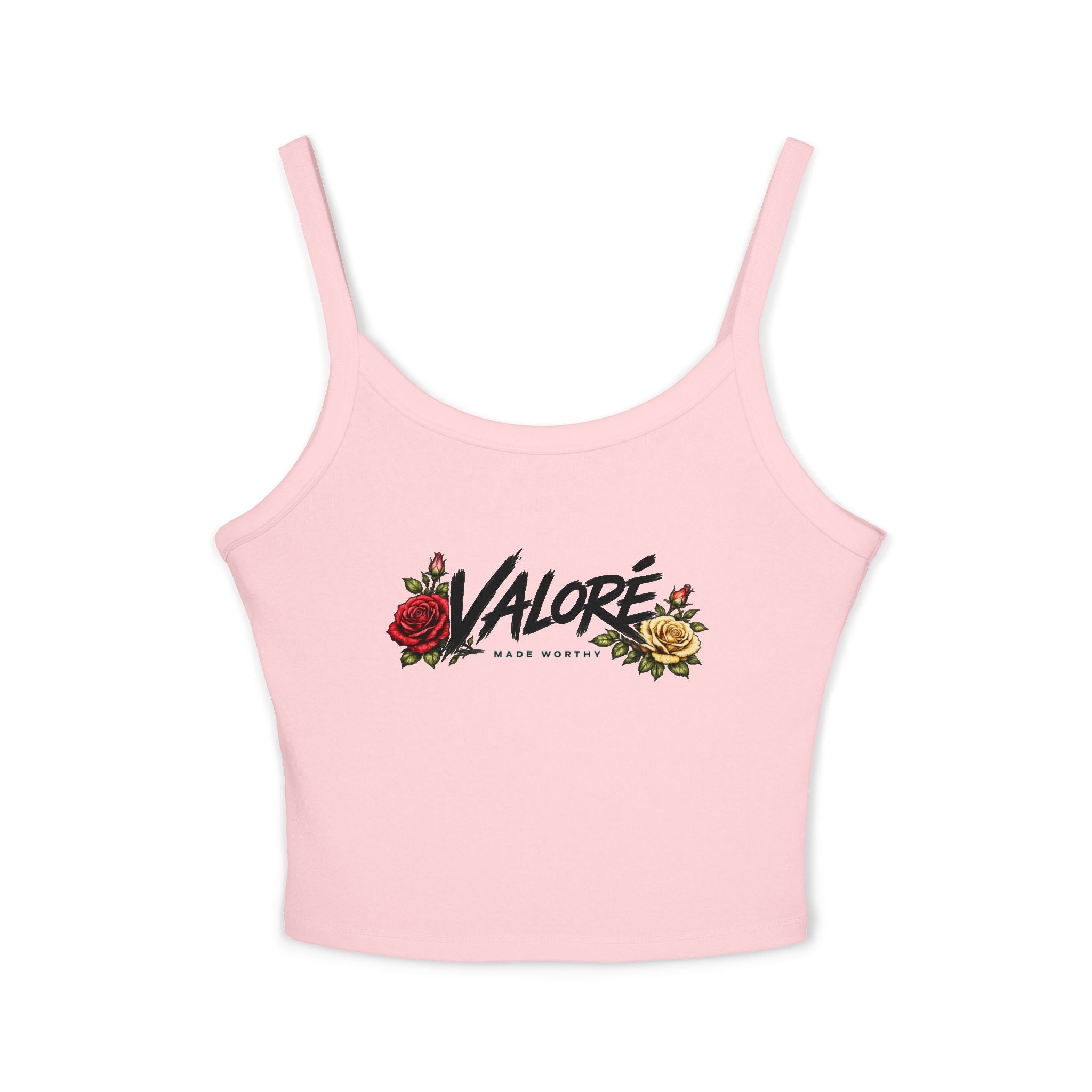 Floral Spaghetti Strap Tank Fitted Cropped Cotton-Blend