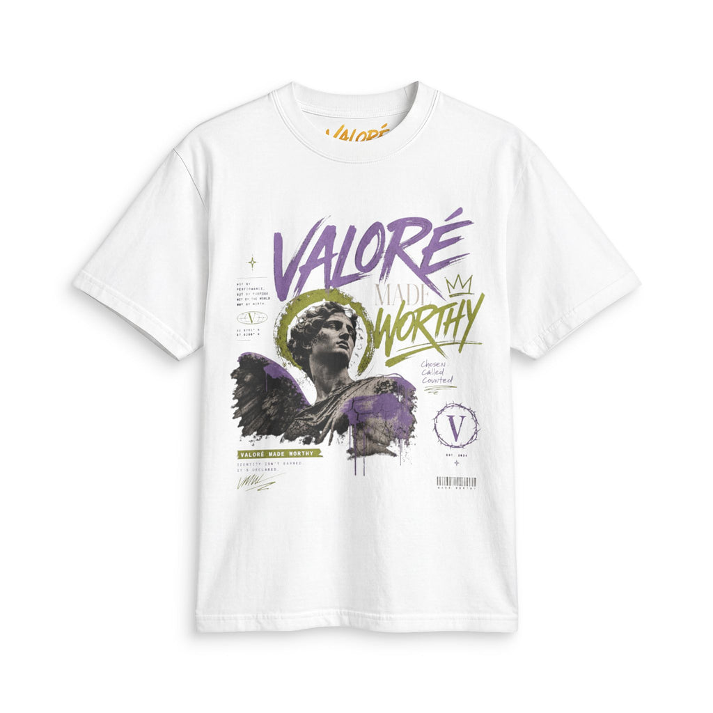 Valoré "I Am Worthy" Graphic T-Shirt — Inspirational Angel Art Tee