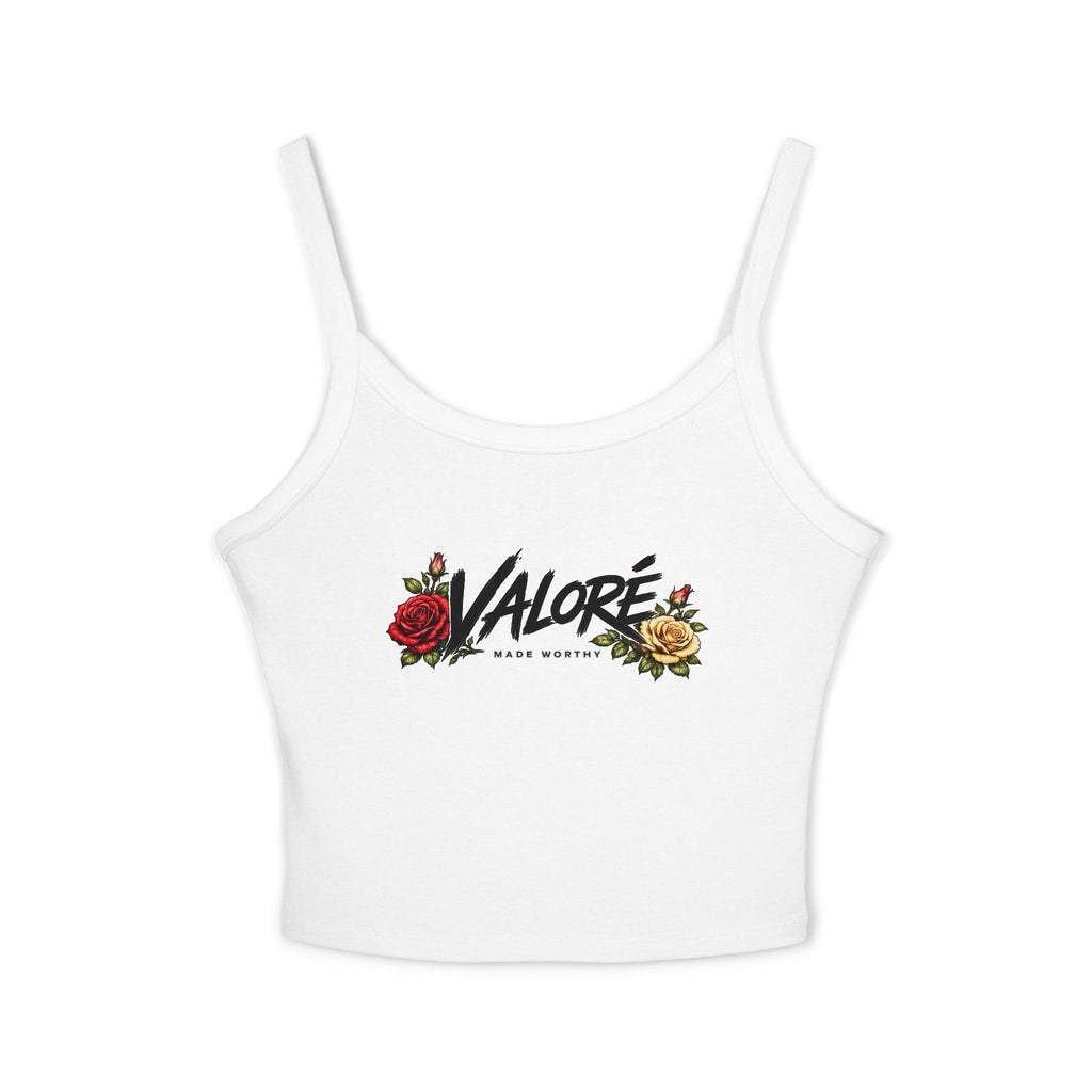 Floral Spaghetti Strap Tank Fitted Cropped Cotton-Blend