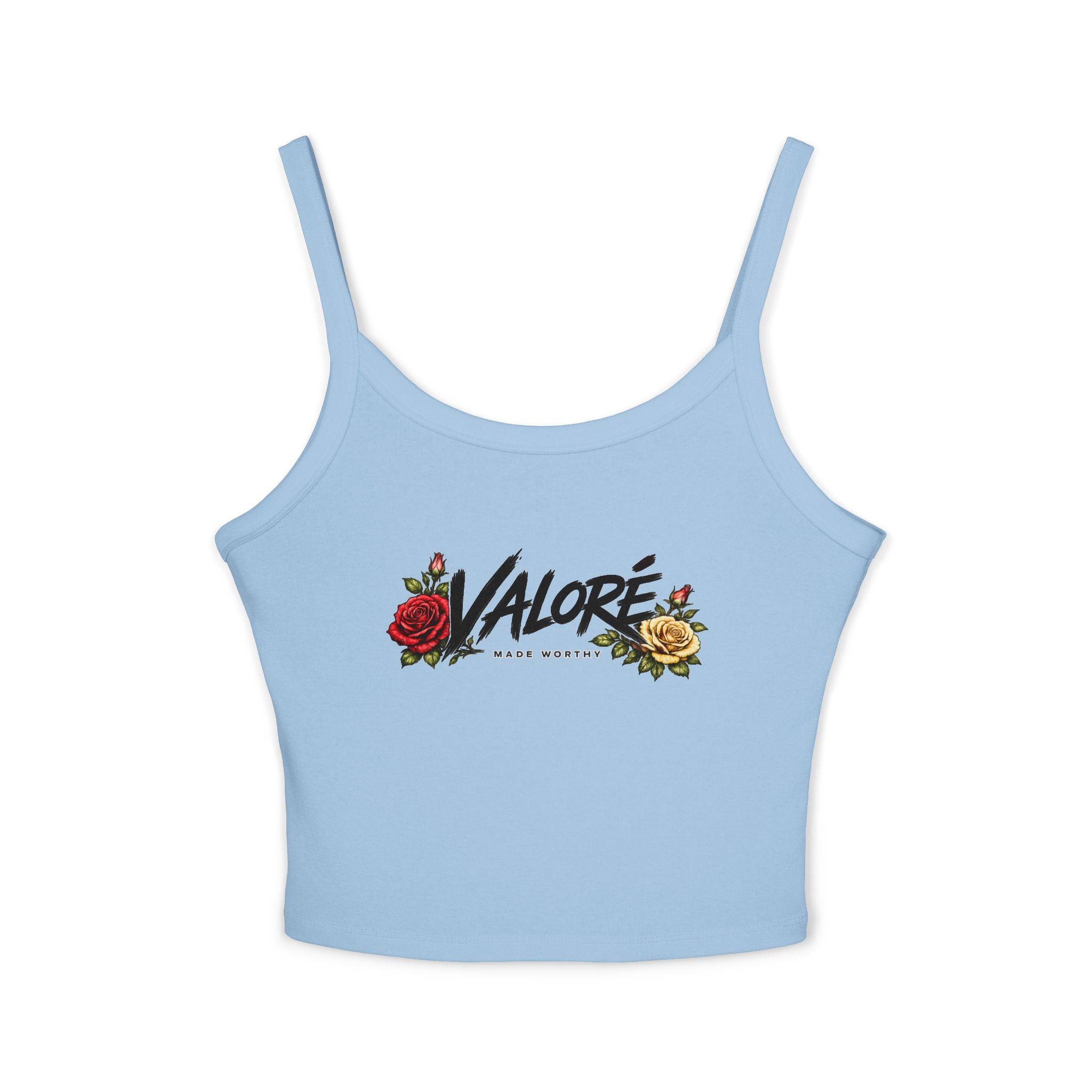 Floral Spaghetti Strap Tank Fitted Cropped Cotton-Blend