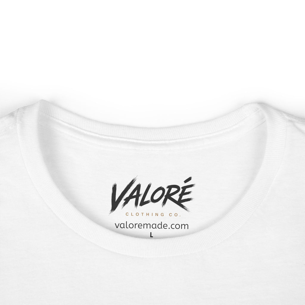 Valore Floral Logo Women’s Tee — 'Valoré' Script with Red & Yellow Roses