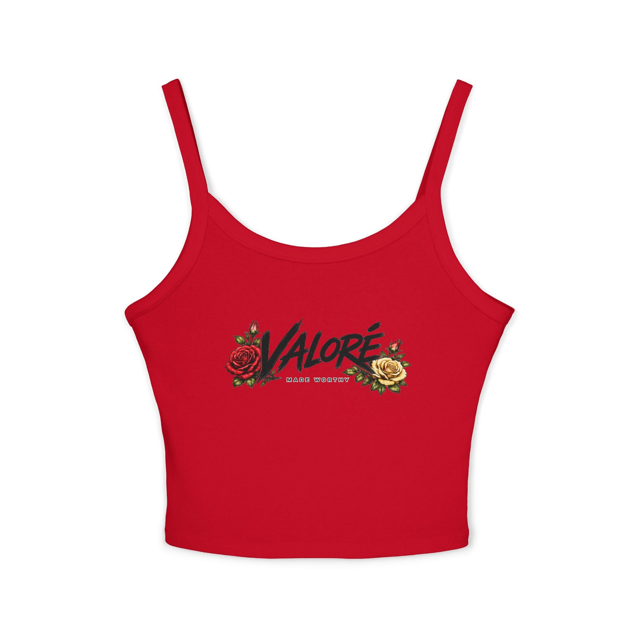 Floral Spaghetti Strap Tank Fitted Cropped Cotton-Blend